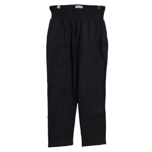 Emme Mama Everyday Transitional Maternity Smocked Linen Pant Womens Medium Black